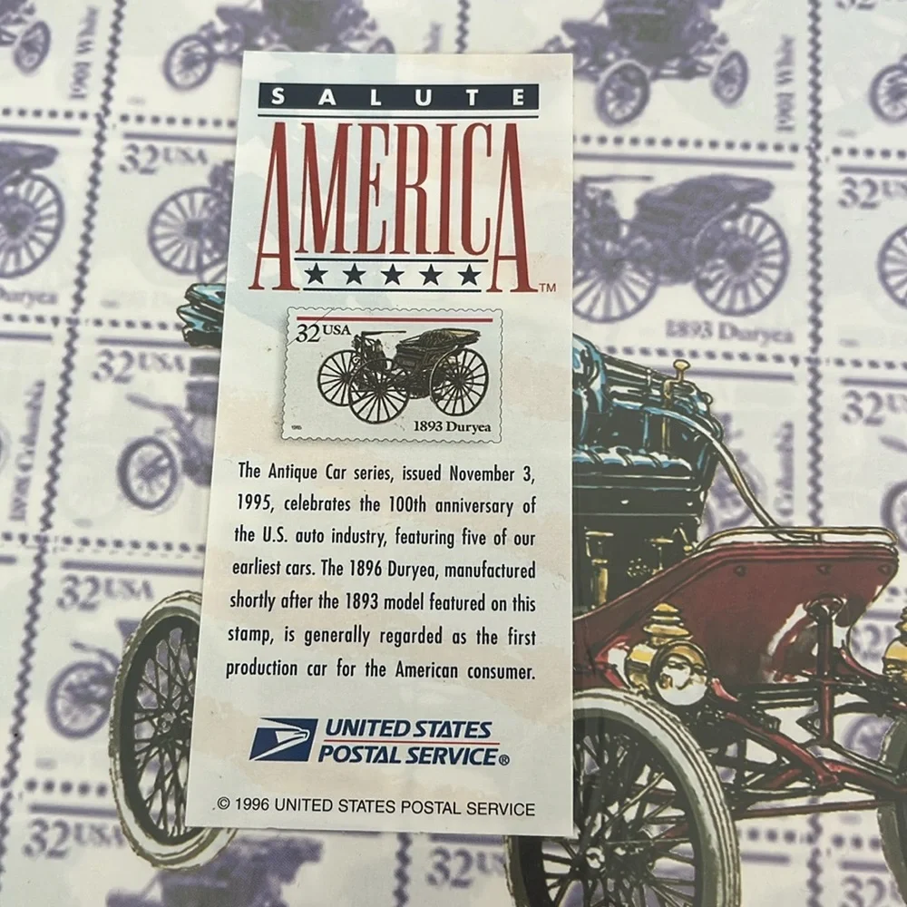 United States Postal Service Gift Wrap Salute America Antique Car Duryea‎ Stamp